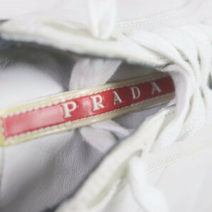 美品▼PRADA プラダ 4E2432 レザー ロゴ入り ローカットスニーカー ホワイト ネイビー 6 保存袋付き イタリア製 メンズの画像7