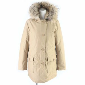 極美品□WOOLRICH ウールリッチ WWOU0436 ARCTIC PARKA ラマークロス WZIP ダウンコート ダウンジャケット ベージュ S 正規品 レディース