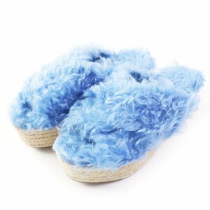  beautiful goods *MIUMIU MiuMiu 5XX071 espadrille eko fur Cross sandals light blue 35 box * storage bag attaching Italy made lady's 