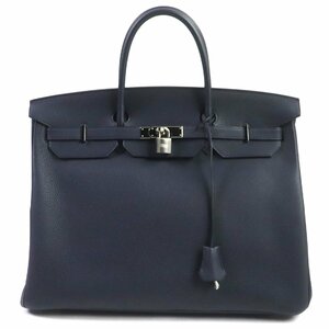 極美品▼HERMES エルメス 030275CK バーキン40 シルバー金具 トゴ レザー ハンドバッグ ブルーニュイ Y刻印 袋付き フランス製 メンズ