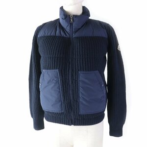 未使用品★モンクレール 23年製 CARDIGAN キッズ ロゴワッペン付 ニット切替 ダウンジャケット 紺 12anni 152cm 正規品 レディース可◎