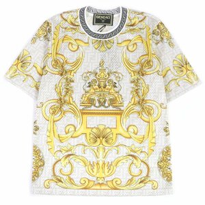 美品□FENDI フェンディ VERSACE FENDACE 22SS FAF649 バロック FFロゴ ズッカ メッシュ 半袖Ｔシャツ ナチュラル XS イタリア製 正規品