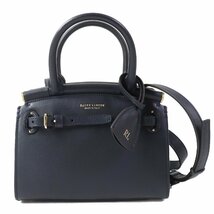 美品△RALPH LAUREN ラルフローレン 定価279400円 WACLBAG0G520025410 カーフスキン ミニ RL50 ショルダーバック ハンドバッグ ネイビー_画像1