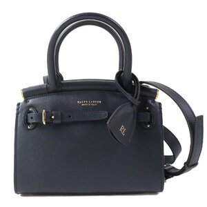 美品△RALPH LAUREN ラルフローレン 定価279400円 WACLBAG0G520025410 カーフスキン ミニ RL50 ショルダーバック ハンドバッグ ネイビー