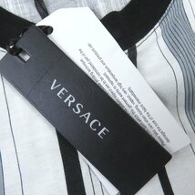 未使用品□VERSACE ヴェルサーチ 2020年製 A89002 コットン MITCHEL FIT ストライプ柄 カットソー 半袖Ｔシャツ 黒 XL イタリア製 正規品_画像10