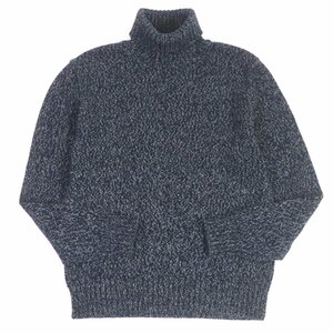 極美品□ドルチェ＆ガッバーナ カシミヤ ウール 黒タグ ロングスリーブ タートルネックニット セーター ネイビー 50 イタリア製 正規品