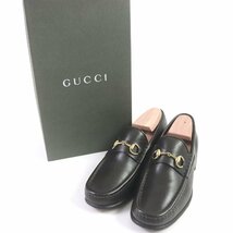 美品□GUCCI グッチ レザー ゴールド金具 モカシン ホースビットローファー フラットシューズ ダークブラウン 36C イタリア製 レディース_画像2