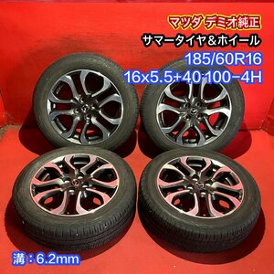 【送料無料】中古 マツダ デミオ純正 185/60R16 16x5.5+40 100-4H タイヤ＆ホイール４本SET【47138770】