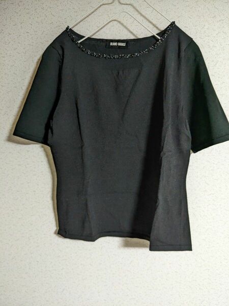 BLANC MANGE 半袖ニット カットソーTシャツ ブラック