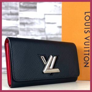 a693 ルイヴィトン 1円 ★超美品★ エピ ポルトフォイユ ツイスト 長財布 かぶせ財布 ブラック 黒 レッド Louis Vuitton ビトン