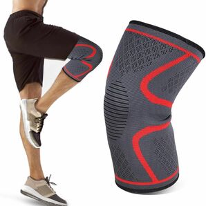 膝サポーター 2枚セット 左右/男女兼用 大きいサイズ HX-48 (レッド, L) 左右兼用 膝保護