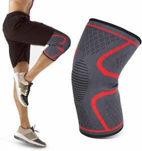 膝サポーター 2枚セット 左右/男女兼用 大きいサイズ HX-48 (レッド, L) 左右兼用 膝保護