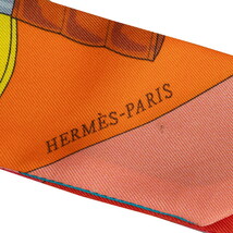 エルメス ツイリー EPERON D'OR 黄金の拍車 スカーフ オレンジ マルチカラー シルク レディース HERMES 【中古】_画像2