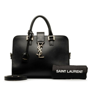 サンローラン モノグラム ベイビーカバス ハンドバッグ ショルダーバッグ 2WAY 568853 ブラック レザー SAINT LAURENT 【中古】