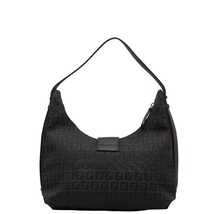 フェンディ ズッキーノ マンマバケット ワンショルダーバッグ ブラック キャンバス レザー レディース FENDI 【中古】_画像3