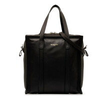 バレンシアガ バザール ショッパー S トートバッグ ショルダーバッグ 2WAY 443096 ブラック レザー レディース BALENCIAGA 【中古】_画像2