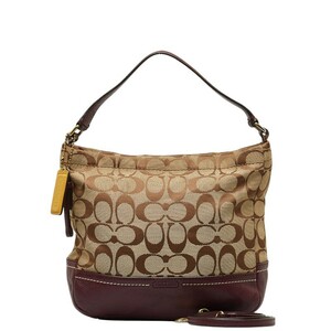  Coach signature handbag shoulder bag 2WAY beige Brown canvas leather lady's COACH [ used ]