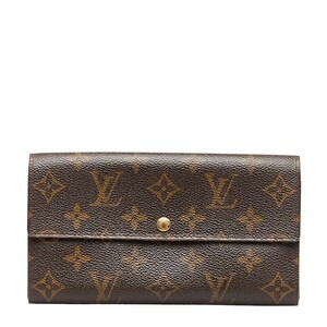 ルイ ヴィトン モノグラム ポシェット ポルト モネ クレディ 長財布 M61725 ブラウン PVC レザー レディース LOUIS VUITTON 【中古】