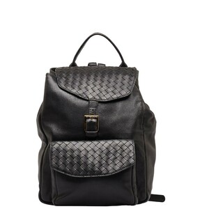 ボッテガヴェネタ イントレチャート リュック バックパック ブラック レザー レディース BOTTEGAVENETA 【中古】