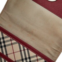 バーバリー ノバチェック 斜め掛け ショルダーバッグ ベージュ レッド キャンバス レザー レディース BURBERRY 【中古】_画像6