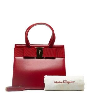 サルヴァトーレフェラガモ ヴァラリボン ハンドバッグ ショルダーバッグ 2WAY AQ-214178 レッド ゴールド Salvatore Ferragamo【中古】