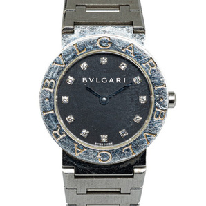 ブルガリ ブルガリブルガリ 12Pダイヤ 腕時計 BB26SS クオーツ ブラック文字盤 ステンレススチール レディース BVLGARI 【中古】の画像1