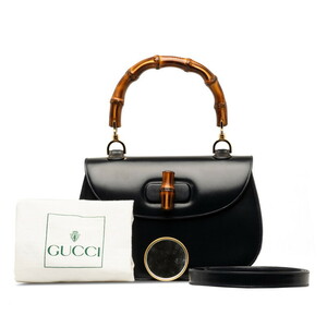 グッチ バンブー ハンドバッグ ショルダーバッグ 2WAY 000 01 0633 ネイビー レザー レディース GUCCI 【中古】