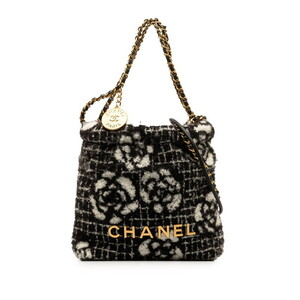 シャネル カメリア ココマーク ロゴ ゴールド金具 チェーン トートバッグ ショルダーバッグ 2WAY ブラック ホワイト CHANEL 【中古】