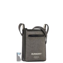 バーバリー ミニホスペリークロスバッグ ホースフェリー ショルダー 8050842 グレー ブラック キャンバス レザー BURBERRY 【中古】_画像2