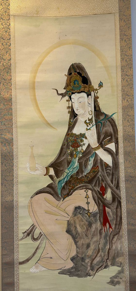 [Authentic work] Unknown author Buddhist painting Old hanging scroll (hanging scroll) Handwritten on paper Chinese painting Buddhism Antique painting Period piece Fine art Painting core size approx. 127*43cm No box, painting, Japanese painting, person, Bodhisattva