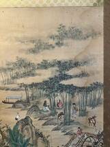 【模写 】林玉峰「日園雅集圖」 古い掛け軸(掛軸) 肉筆 絹本 中国画 美術品 人物図 中国古玩 骨董 中国美術 画芯サイズ約132*71cm 箱なし_画像6