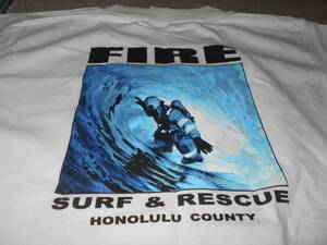 HAWAIIAN SURFER FIRE DEPT ハワイ 消防士 消防車サーフィン オールドサーフ Tシャツ VINTAGE MAUI KAUAI HONOLULU HAWAII POLICE FBI SWAT