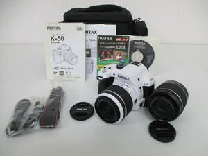 中古 カメラ PENTAX ペンタックス K-50 / レンズ SMC PENTAX-DA L 1:4-5.6 50-200mm ED WR / 1:3.5-5.6 18-55mm ※通電のみ確認済 ／G