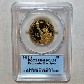 1円スタート！ 準最高鑑定 PCGS PR69DCAM 2012-S ベンジャミン・ハリソン大統領 1ドル硬貨 アンティークコイン モダンコインの画像4