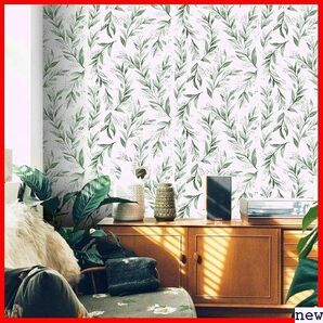 壁紙シール 浅緑の葉 シート リフォーム DIY 賃貸適用 北欧 リメイク 壁紙 ２枚 44.5CM×10M 396の画像5