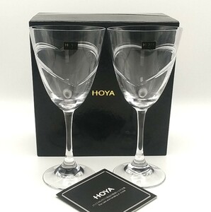 【ブランド食器】『HOYAクリスタル　ワイングラス ペア2客セット（高さ：13.2cm/直径8.2cm）』【未使用保管品】