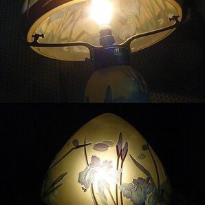 t270 エミール・ガレ Emile Galle ティプ Tip ランプ 高さ約46cm テーブル スタンド ガラス 工芸 傘 ライト インテリア 照明 花柄の画像2