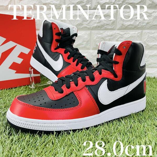 ナイキ ターミネーター ハイ 白 黒 赤 ホワイト ブラック レッド Nike Terminator High メンズスニーカー 28.0cm FN4442-001