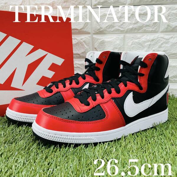 ナイキ ターミネーター ハイ 白 黒 赤 ホワイト ブラック レッド Nike Terminator High メンズスニーカー 26.5cm FN4442-001