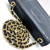 シャネル CHANEL ラムスキン プッシュロック チェーン ショルダーバッグ ネイビー ココマーク 7番台 2002年 レディース バッグ 鞄 6-3-642_画像6