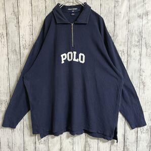 90's POLO SPORT ラルフローレン ポロスポーツ ハーフジップ カットソー 紺 ネイビー 2XL US古着 90年代ヴィンテージ HTK3564