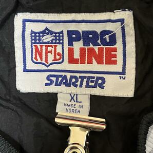 90's STARTER スターター NFL RAIDERS レイダース ナイロンプルオーバー XL 黒 刺繍ロゴ リブライン 90年代ヴィンテージ HTK3613の画像8