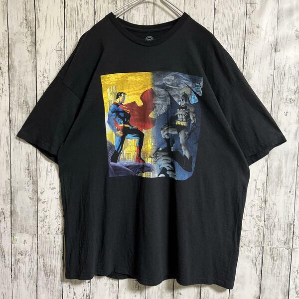 DC コミックス スーパーマンvsバットマン ムービーTシャツ 2XL 黒 ブラック US古着 アメカジ ビッグサイズ HTK3666