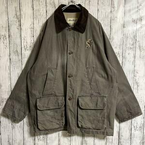 90's Eddie Bauer エディーバウアー カバーオール オリーブ 襟コーデュロイ L〜 90年代ヴィンテージ US古着 アメカジ HTK3662