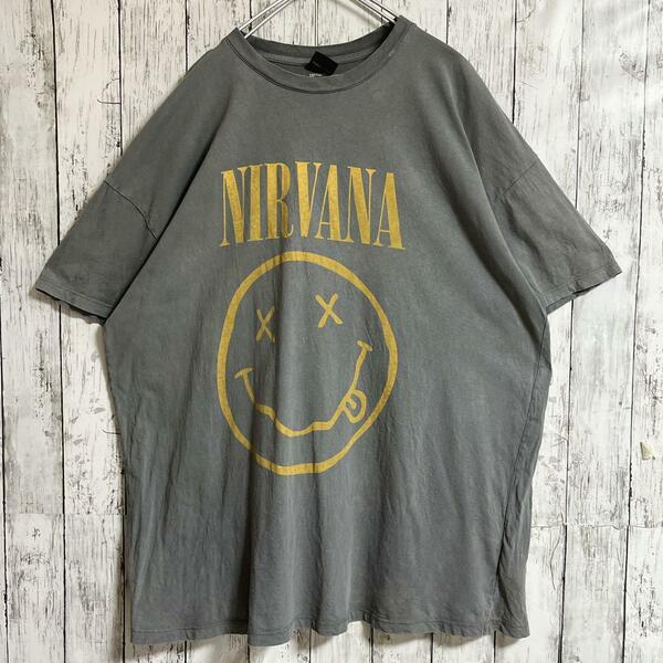 NIRVANA ニルヴァーナ バンドTシャツ バンT ミュージックTシャツ グレー XL スマイル オフィシャル US古着 アメカジ ビッグサイズ HTK3685