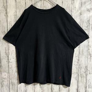 Ralph Lauren ラルフローレン Tシャツ 2XL ワンポイント 刺繍 裾ポニー 黒 ブラック ビッグサイズ 古着 3740