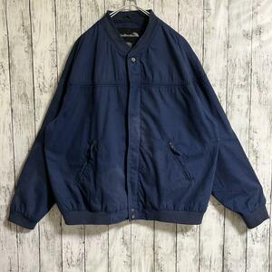 90's Windbreaker ダービージャケット ブルゾン スイングトップ 2XL 紺 ネイビー US古着 アメカジ 90年代ヴィンテージ HTK3772