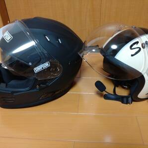 シンプソンヴェノムヘルメットＸＬ+スモールジェットヘルメット アイボリー/ブラック 54cm~57cm+ FODSPORTS バイクインカム(２個セット)の画像2