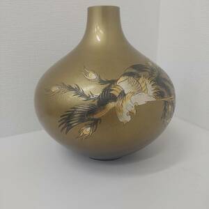 #1817 花瓶 壺 鳥 鳳凰? 孔雀? インテリア 置物 フラワーベース インテリア 工芸品 骨董品 峰 高さ/約23ｃｍ 口径/約4cm 底径/約8.5cm