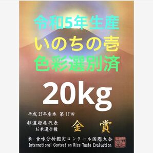 色彩選別済、栃木県産農家直送新米いのちの壱20kg